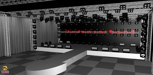 3D-Visualisierung einer Bühnenbeleuchtung